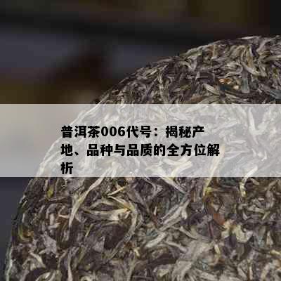 普洱茶006代号：揭秘产地、品种与品质的全方位解析