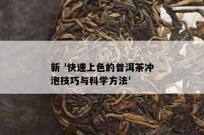 新 '快速上色的普洱茶冲泡技巧与科学方法'