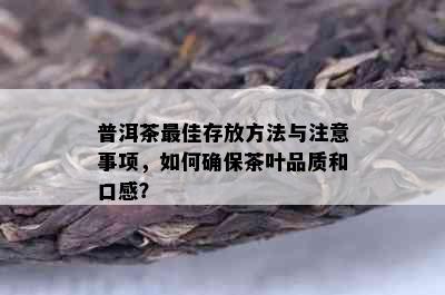 普洱茶更佳存放方法与注意事项，如何确保茶叶品质和口感？