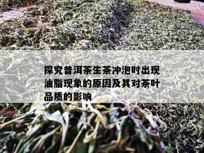 探究普洱茶生茶冲泡时出现油脂现象的原因及其对茶叶品质的影响