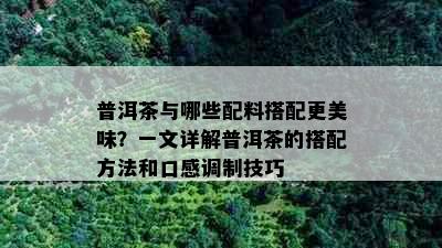 普洱茶与哪些配料搭配更美味？一文详解普洱茶的搭配方法和口感调制技巧