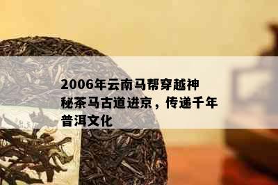 2006年云南马帮穿越神秘茶马古道进京，传递千年普洱文化