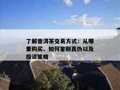 了解普洱茶交易方式：从哪里购买、如何鉴别真伪以及投资策略