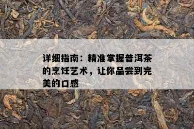 详细指南：精准掌握普洱茶的烹饪艺术，让你品尝到完美的口感