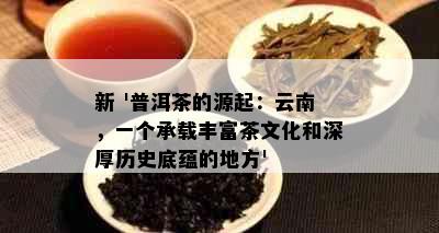 新 '普洱茶的源起：云南，一个承载丰富茶文化和深厚历史底蕴的地方'