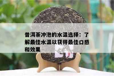 普洱茶冲泡的水温选择：了解更佳水温以获得更佳口感和效果