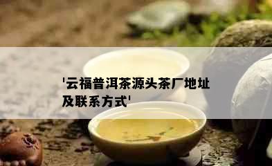 '云福普洱茶源头茶厂地址及联系方式'