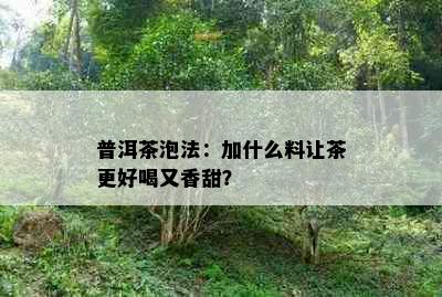 普洱茶泡法：加什么料让茶更好喝又香甜？