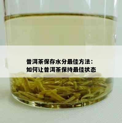 普洱茶保存水分更佳方法：如何让普洱茶保持更佳状态