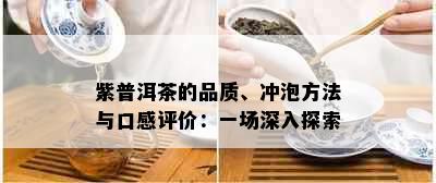 紫普洱茶的品质、冲泡方法与口感评价：一场深入探索