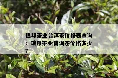 琅邦茶业普洱茶价格表查询：琅邦茶业普洱茶价格多少？