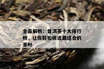 全面解析：普洱茶十大排行榜，让你轻松挑选最适合的茶叶