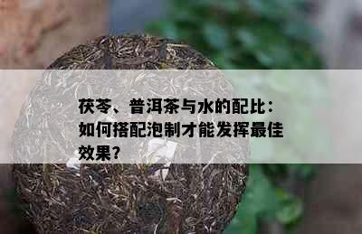 茯苓、普洱茶与水的配比：如何搭配泡制才能发挥更佳效果？