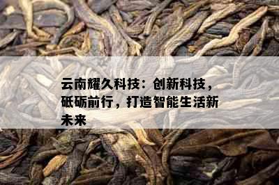 云南耀久科技：创新科技，砥砺前行，打造智能生活新未来