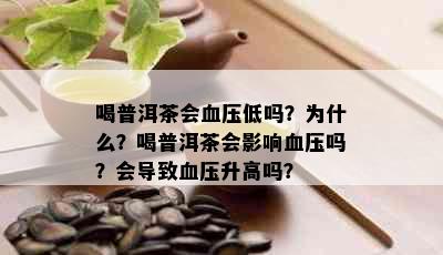 喝普洱茶会血压低吗？为什么？喝普洱茶会影响血压吗？会导致血压升高吗？