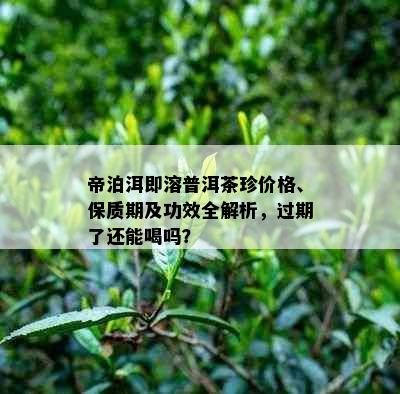 帝泊洱即溶普洱茶珍价格、保质期及功效全解析，过期了还能喝吗？