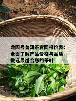 龙园号普洱茶官网报价表：全面了解产品价格与品质，挑选最适合您的茶叶