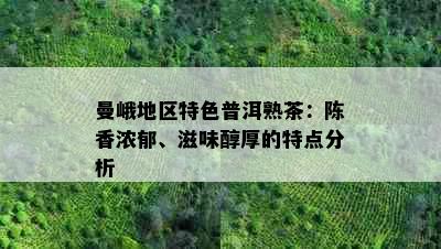 曼峨地区特色普洱熟茶：陈香浓郁、滋味醇厚的特点分析