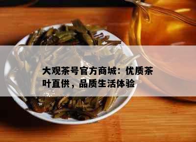 大观茶号官方商城：优质茶叶直供，品质生活体验