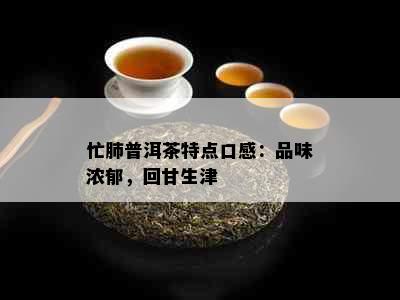 忙肺普洱茶特点口感：品味浓郁，回甘生津