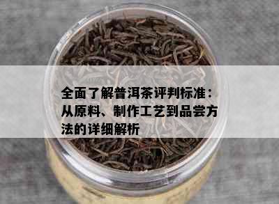 全面了解普洱茶评判标准：从原料、制作工艺到品尝方法的详细解析