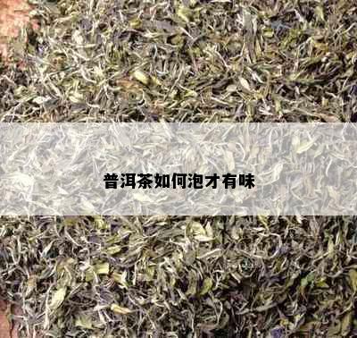 普洱茶如何泡才有味