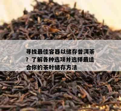 寻找更佳容器以储存普洱茶？了解各种选项并选择最适合你的茶叶储存方法