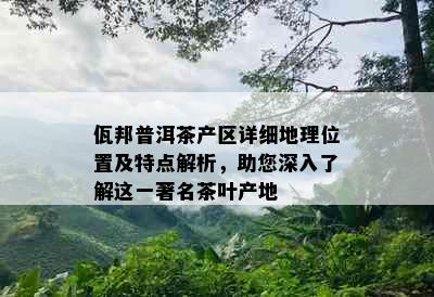 佤邦普洱茶产区详细地理位置及特点解析，助您深入了解这一著名茶叶产地