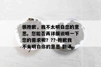 很抱歉，我不太明白您的意思。您能否再详细说明一下您的需求呢？??-抱歉我不太明白你的意思 翻译