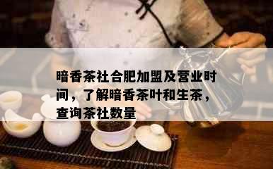 暗香茶社合肥加盟及营业时间，了解暗香茶叶和生茶，查询茶社数量