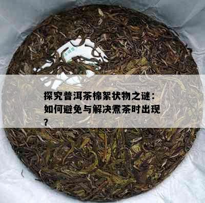 探究普洱茶棉絮状物之谜：如何避免与解决煮茶时出现？