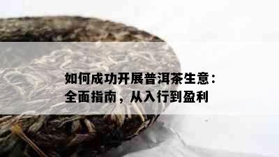 如何成功开展普洱茶生意：全面指南，从入行到盈利