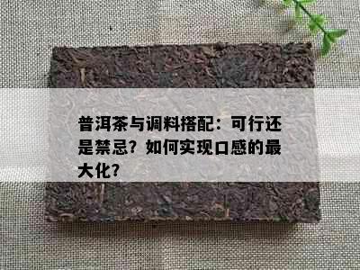 普洱茶与调料搭配：可行还是禁忌？如何实现口感的更大化？