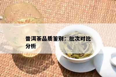 普洱茶品质鉴别：批次对比分析