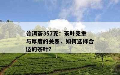 普洱茶357克：茶叶克重与厚度的关系，如何选择合适的茶叶？