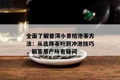 全面了解普洱小青桔泡茶方法：从选择茶叶到冲泡技巧，解答用户所有疑问