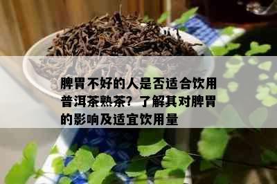 脾胃不好的人是否适合饮用普洱茶熟茶？了解其对脾胃的影响及适宜饮用量