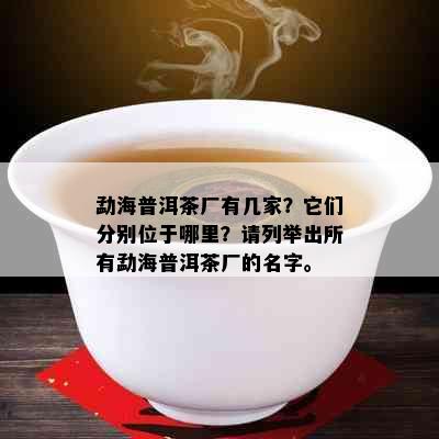 勐海普洱茶厂有几家？它们分别位于哪里？请列举出所有勐海普洱茶厂的名字。