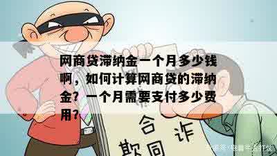 网商贷滞纳金一个月多少钱啊，如何计算网商贷的滞纳金？一个月需要支付多少费用？