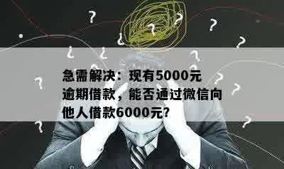 急需解决：现有5000元逾期借款，能否通过微信向他人借款6000元？