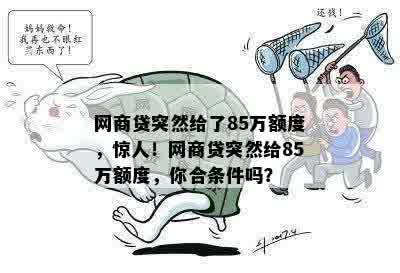 网商贷突然给了85万额度，惊人！网商贷突然给85万额度，你合条件吗？