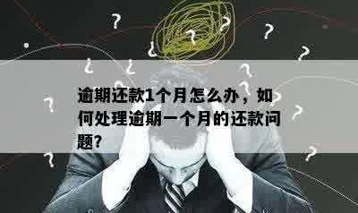 逾期还款1个月怎么办，如何处理逾期一个月的还款问题？