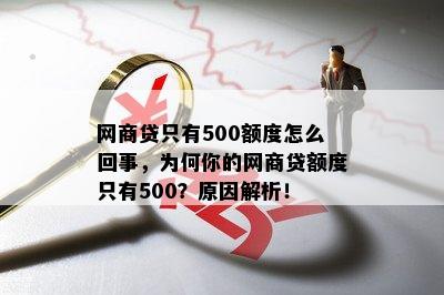 网商贷只有500额度怎么回事，为何你的网商贷额度只有500？原因解析！