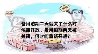 备用逾期二天就关了什么时候能开放，备用逾期两天被关闭，何时能重新开通？