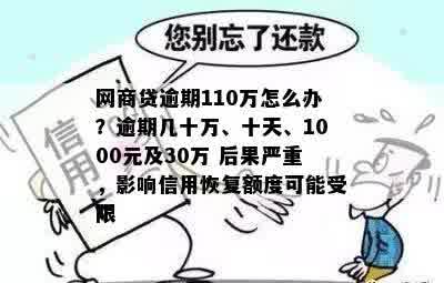 网商贷逾期110万怎么办？逾期几十万、十天、1000元及30万 后果严重，影响信用恢复额度可能受限