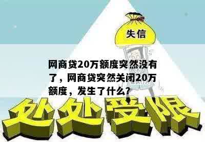 网商贷20万额度突然没有了，网商贷突然关闭20万额度，发生了什么？