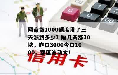 网商贷1000额度用了三天涨到多少？隔几天涨10块，昨日3000今日1000，额度波动大！