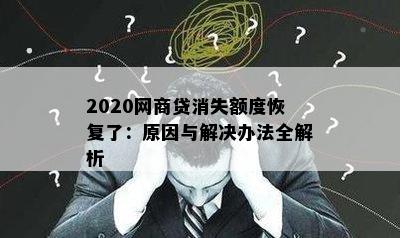 2020网商贷消失额度恢复了：原因与解决办法全解析