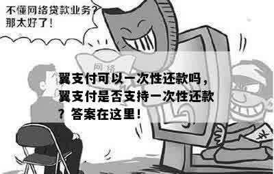 翼支付可以一次性还款吗，翼支付是否支持一次性还款？答案在这里！