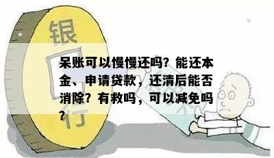 呆账可以慢慢还吗？能还本金、申请贷款，还清后能否消除？有救吗，可以减免吗？